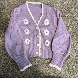 Vintage cropped floral cardigan
